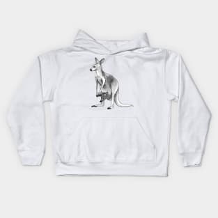 Kangaroo + Joey Ink Drawing Kids Hoodie